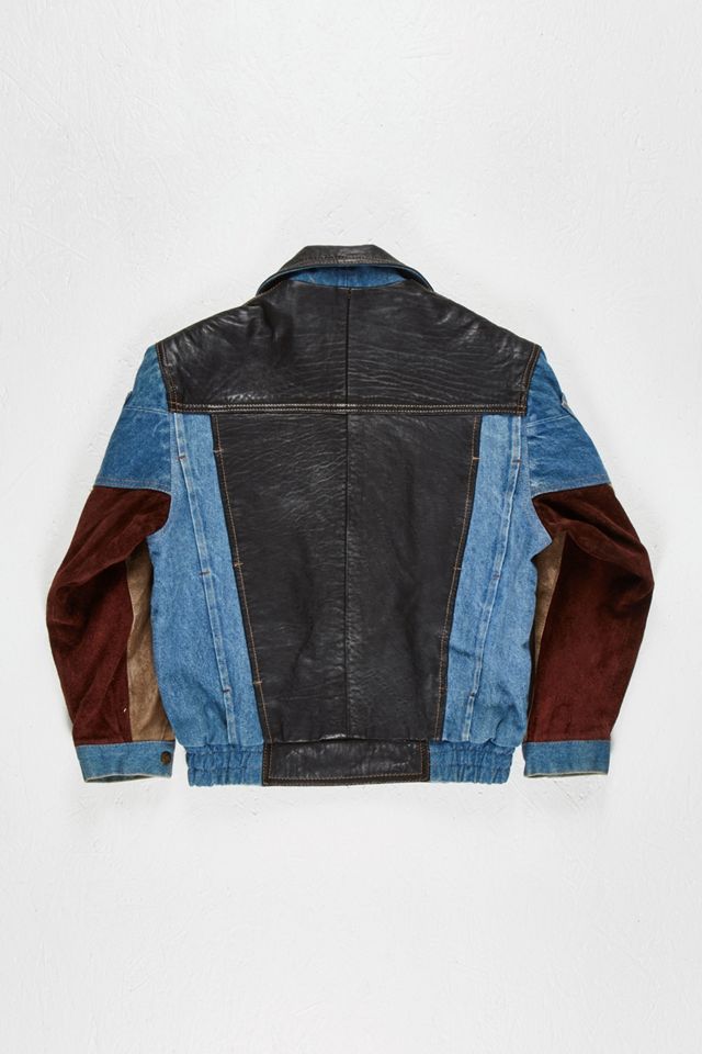 Urban Renewal One-Of-A-Kind Leather & Denim Patchwork Jacket #1