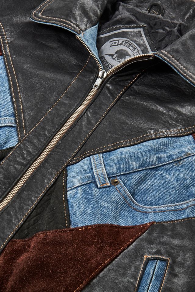 Urban Renewal One-Of-A-Kind Leather & Denim Patchwork Jacket #2