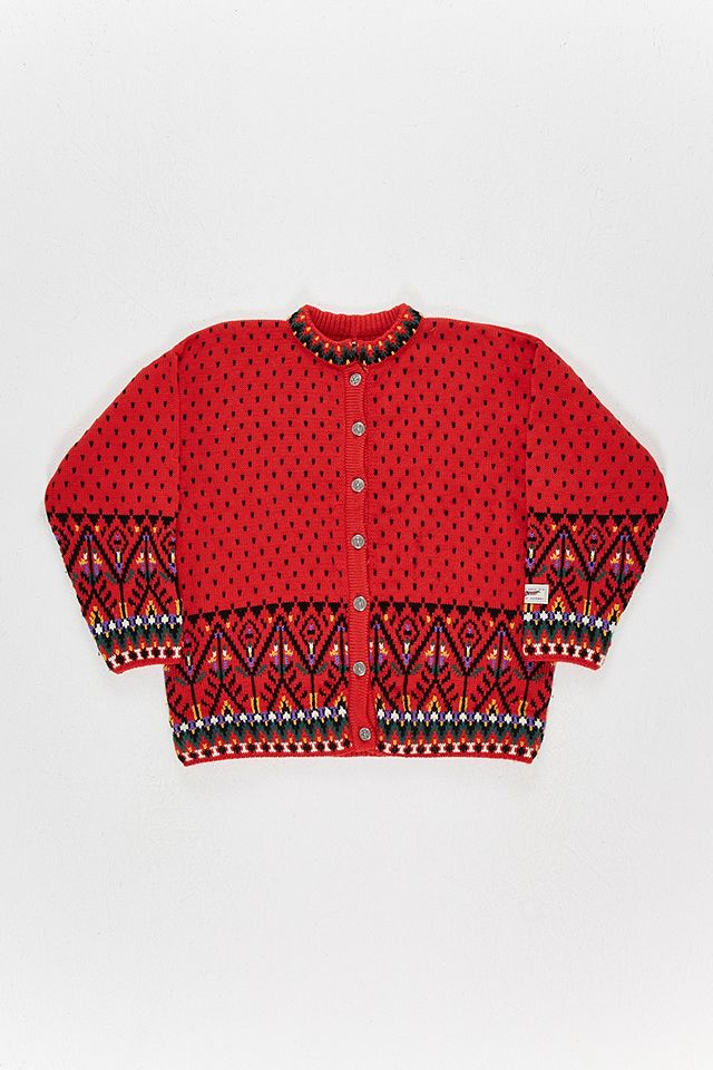 Urban Renewal Vintage Red Christmas Cardigan | Urban Outfitters UK