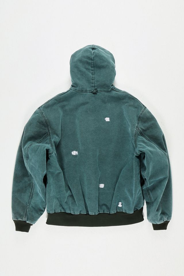 Urban Renewal One-Of-A-Kind Varsity Patch Hooded Carhartt Jacket  #1