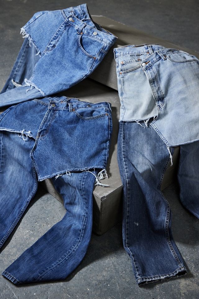 Urban Renewal Remade From Vintage Denim Skirt Over Jeans  #1