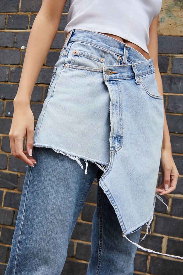 Urban Renewal Remade From Vintage Denim Skirt Over Jeans  #3