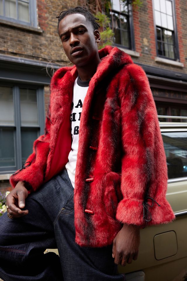 Urban Renewal One Of A Kind Red Faux Fur Jacket