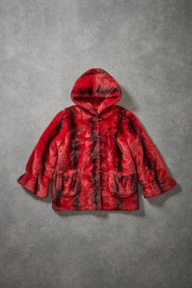 Urban Renewal One-Of-A-Kind Red Faux Fur Jacket #1