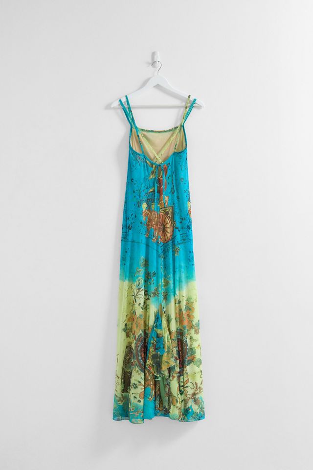 Urban Renewal One-Of-A-Kind Prom God Save The Queen Blue & Yellow Boho  Print Maxi Dress | Urban Outfitters UK