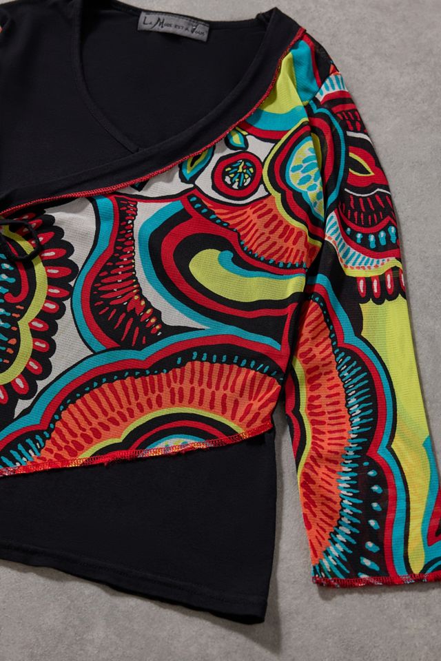Urban Renewal One-Of-A-Kind La Mode Est A Vous Tied 70s 3/4 Sleeve Mesh Top #1
