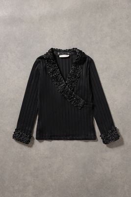 Urban Renewal One-Of-A-Kind Rayure Paris Black Plisse Shirt