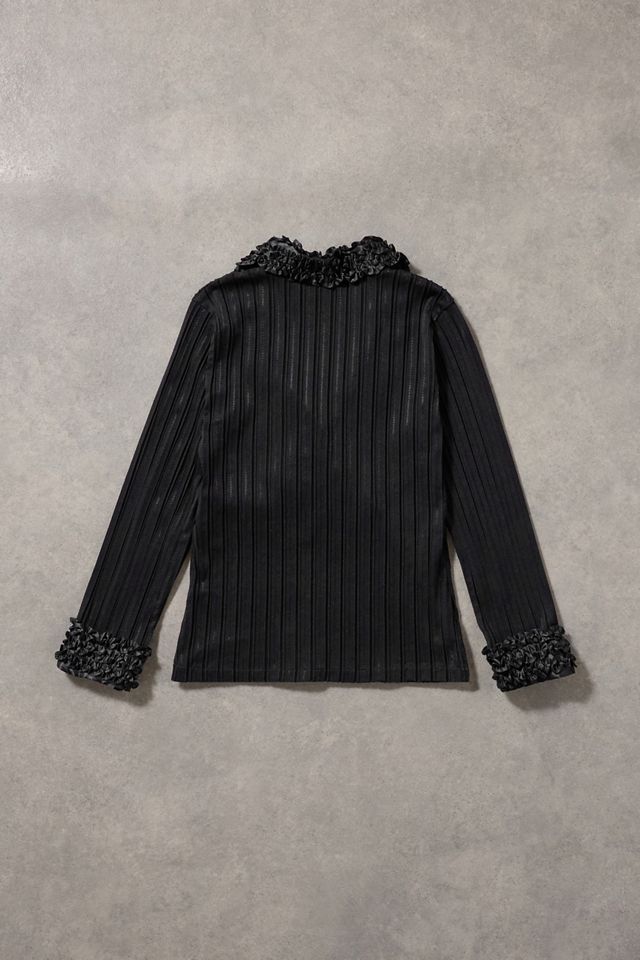 Urban Renewal One-Of-A-Kind Rayure Paris Black Plisse Shirt #2