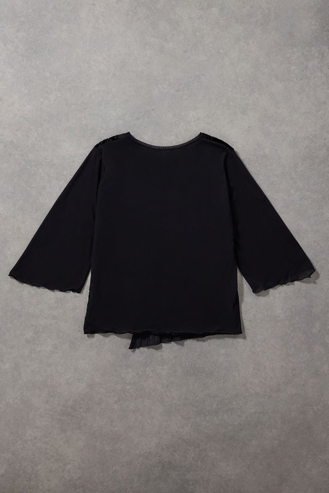 Urban Renewal One-Of-A-Kind Black Patchwork 3/4 Sleeve Velvet Top #2