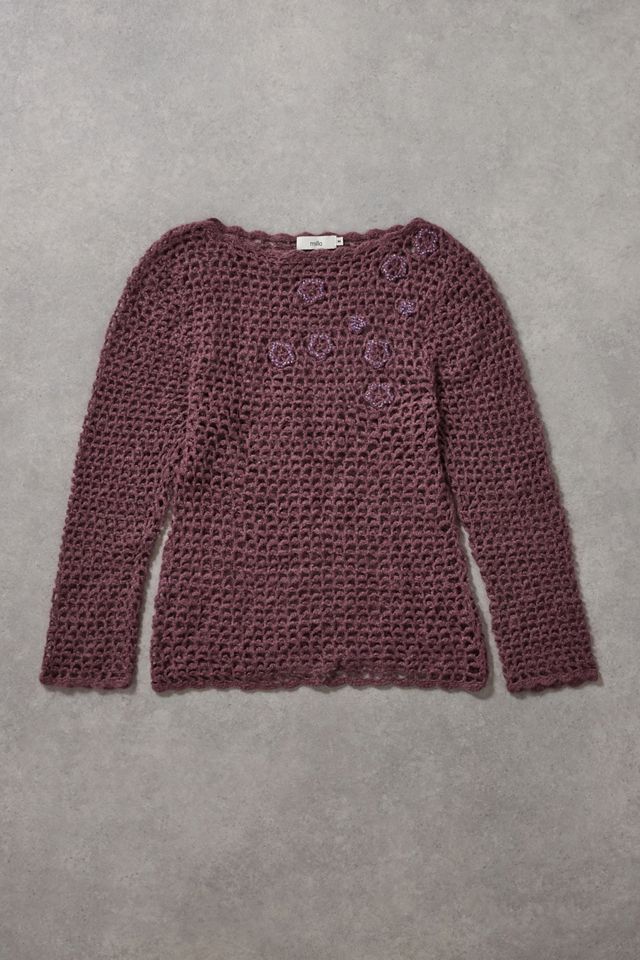 Urban Renewal One-Of-A-Kind Milla Purple Crochet Knit Jumper #2
