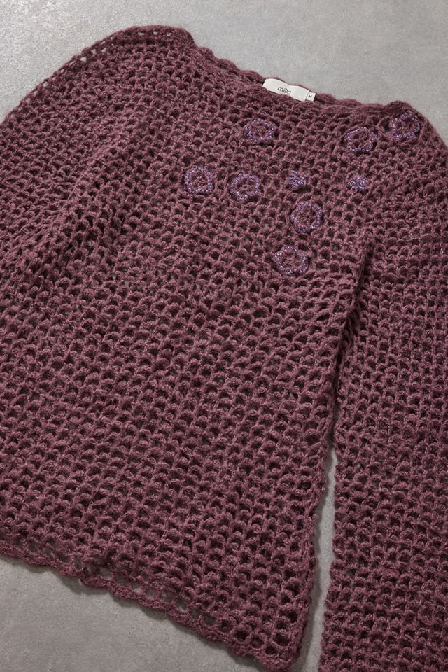 Urban Renewal One-Of-A-Kind Milla Purple Crochet Knit Jumper #3