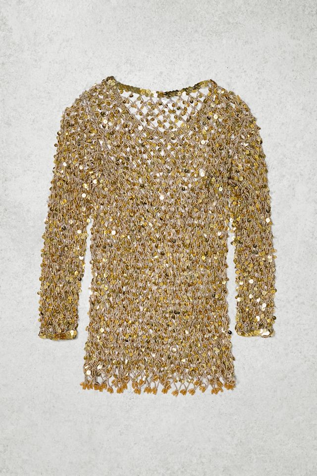 Urban Renewal One-Of-A-Kind Gold Sequin Long Sleeve Top #2