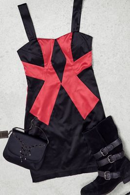Urban Renewal One-Of-A-Kind XOXO Black & Pink Silk Mini Dress