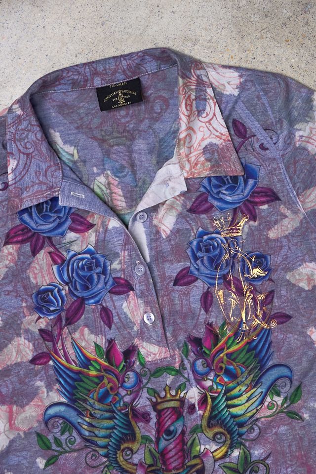 Urban Renewal One-Of-A-Kind Christian Audigi Graphic Polo Top #1