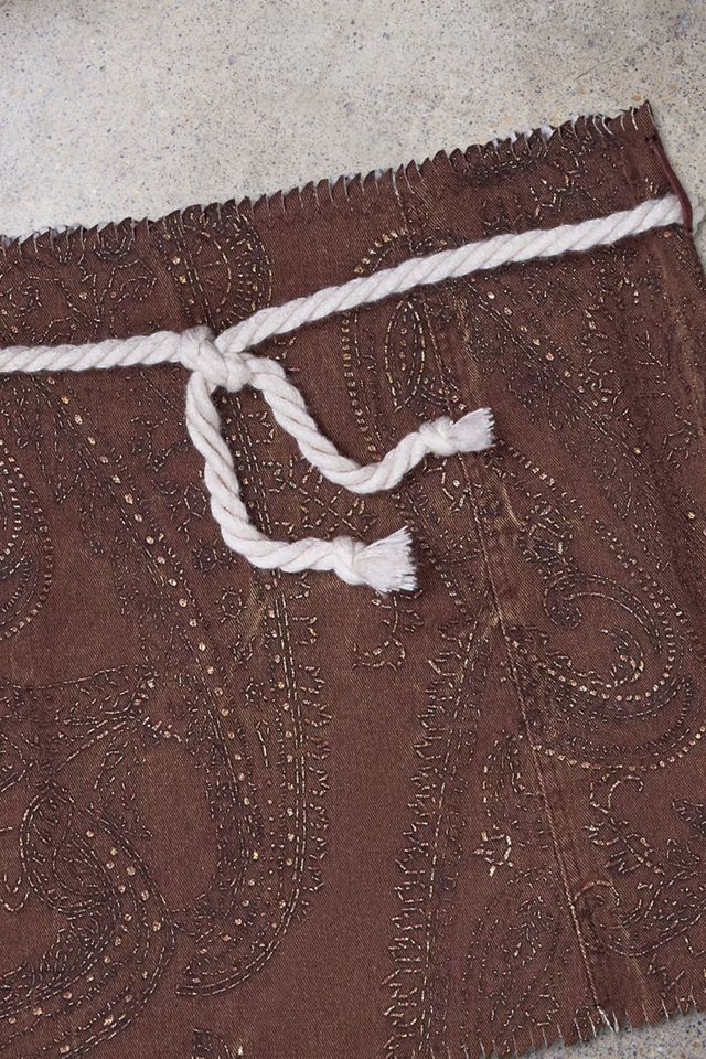Urban Renewal One-Of-A-Kind Nicole Olivier Brown Paisley Rope Belt Mini Skirt #1