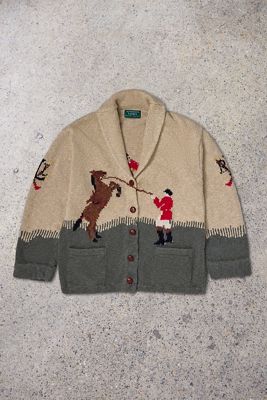 Urban Renewal One-Of-A-Kind Double Ralph Lauren Knit Jockey Cardigan