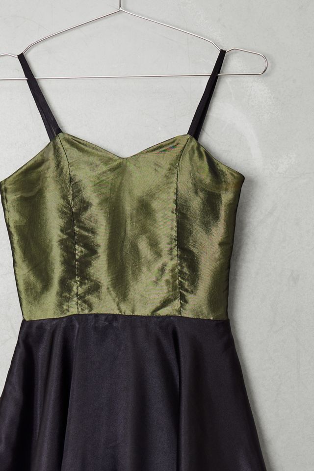 Urban Renewal One-Of-A-Kind Green & Black Satin Mini Dress #1