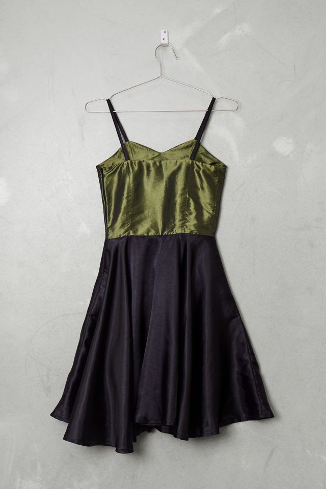 Urban Renewal One-Of-A-Kind Green & Black Satin Mini Dress #2