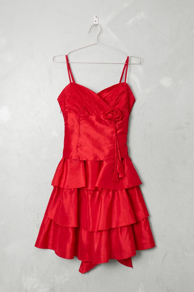 Urban Renewal One-Of-A-Kind Honeygirl Red Tiered Mini Dress #2