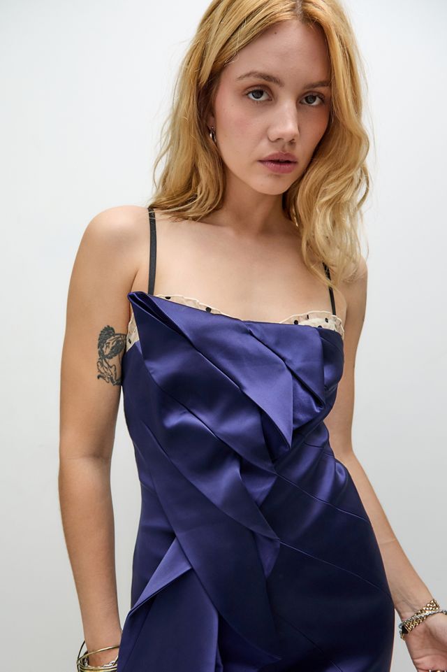 Urban Renewal One-Of-A-Kind Navy Satin Mini Dress #1
