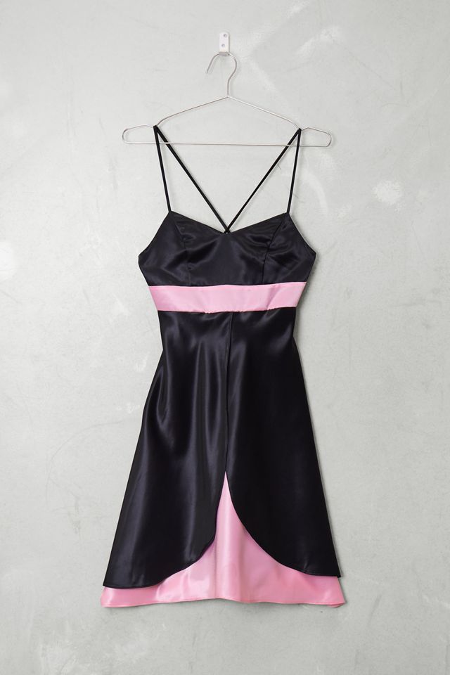 Urban Renewal One-Of-A-Kind Black & Pink Satin Mini Dress #2