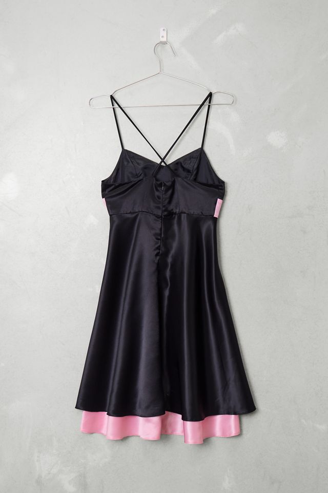 Urban Renewal One-Of-A-Kind Black & Pink Satin Mini Dress #4