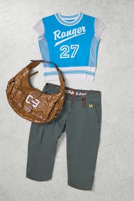Urban Renewal One-Of-A-Kind Ranger Blue Net Crop Top