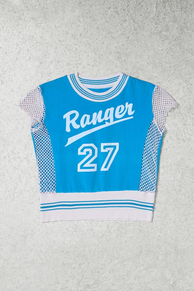 Urban Renewal One-Of-A-Kind Ranger Blue Net Crop Top #1