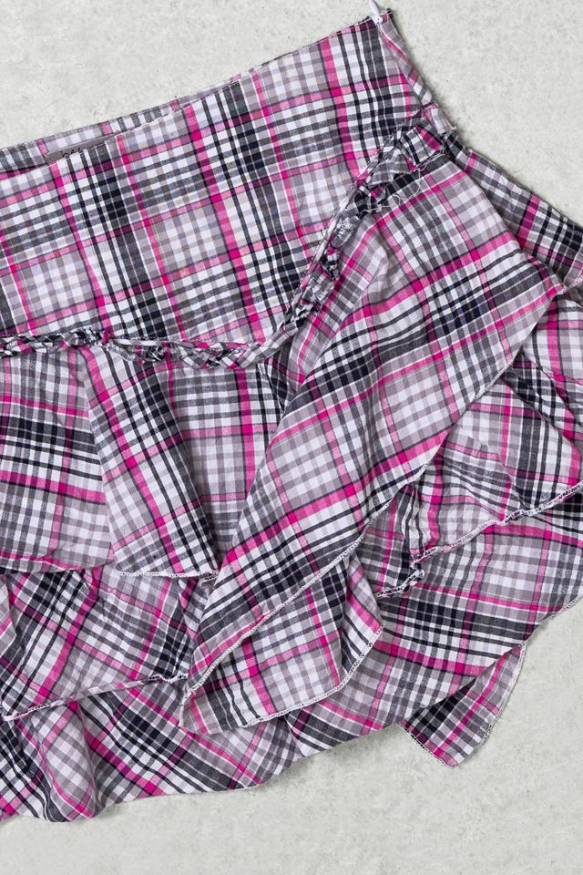 Urban Renewal One-Of-A-Kind Grey & Pink Check Skirt #1