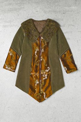 One-Of-A-Kind Y2K Outerwear Green & Gold Faux Fur Zip-Through Jacket