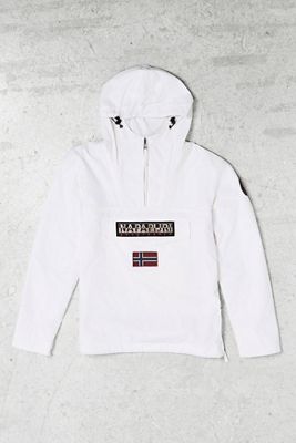 One-Of-A-Kind Y2K Outerwear Napapijri White Hooded Quarter-Zip Jacket