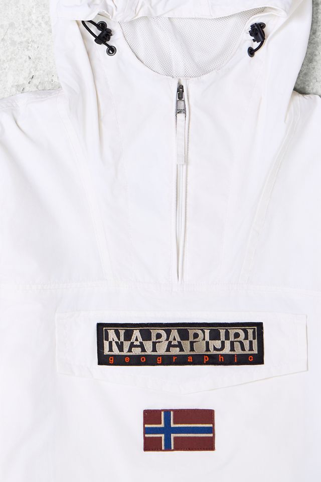 One-Of-A-Kind Y2K Outerwear Napapijri White Hooded Quarter-Zip Jacket #1