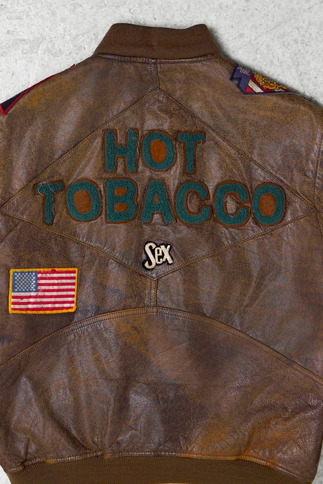 One-Of-A-Kind Y2K Outerwear Brown Leather Leo Bomber Jacket  #1