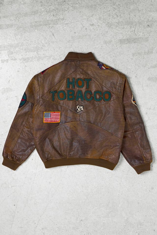 One-Of-A-Kind Y2K Outerwear Brown Leather Leo Bomber Jacket  #2