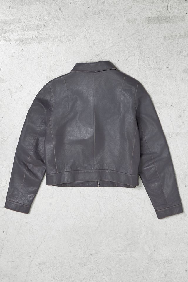 One-Of-A-Kind Y2K Outerwear Mex Grey Zip-Through Leather Jacket  #2
