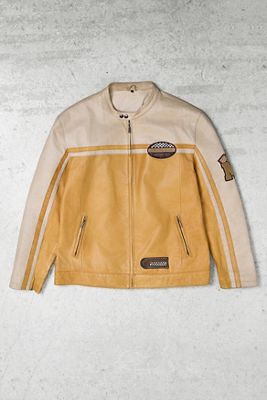 One-Of-A-Kind Y2K Outerwear Cafe Racer Zip-Through Leather Jacket 