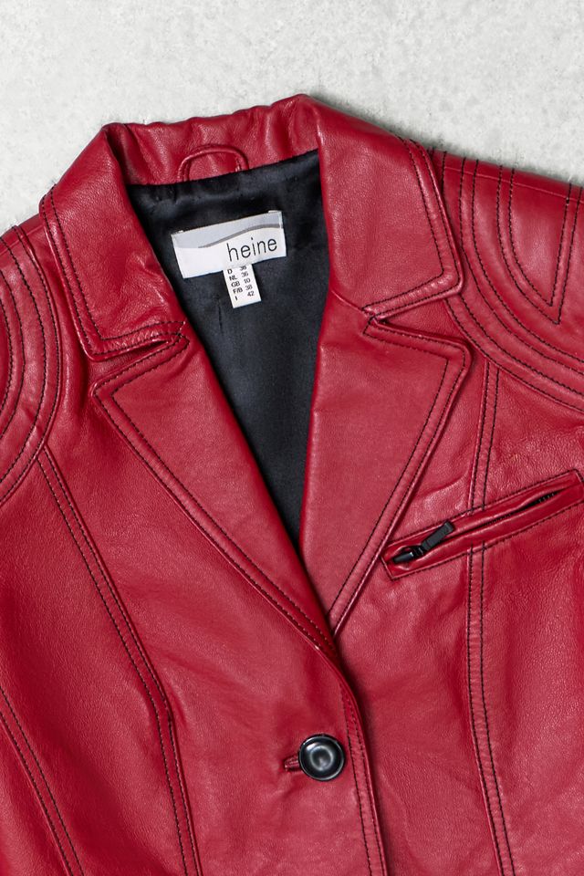 One-Of-A-Kind Y2K Outerwear Heine Red Leather Blazer  #1