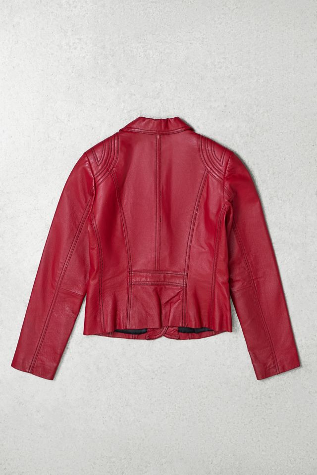 One-Of-A-Kind Y2K Outerwear Heine Red Leather Blazer  #2