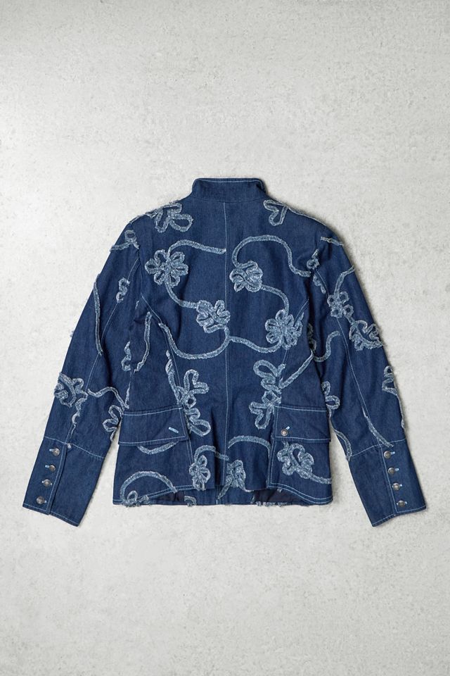 One-Of-A-Kind Y2K Outerwear Ilen Bulgaria Denim Zip-Through Applique Jacket   #2