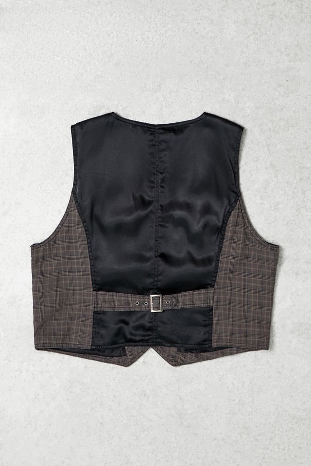 One-Of-A-Kind Y2K Outerwear Raw Edge Check Waistcoat  #2