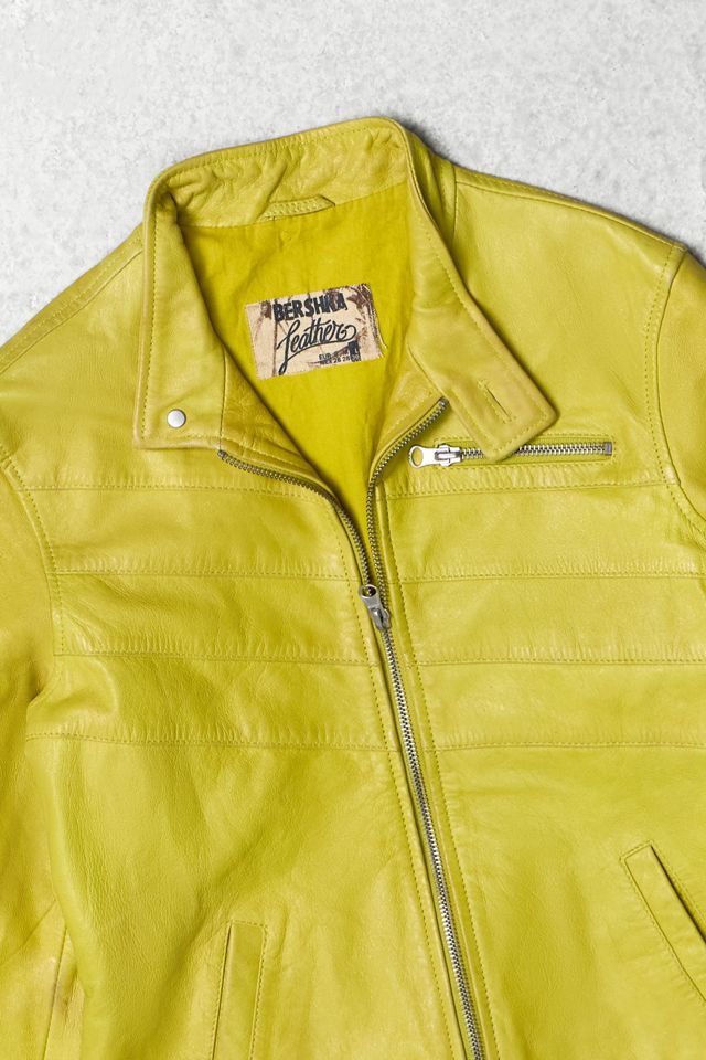 One-Of-A-Kind Y2K Outerwear Chartreuse Leather Biker Jacket  #1