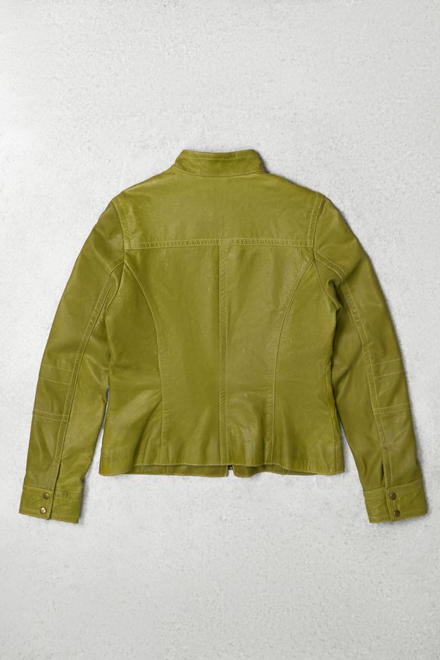One-Of-A-Kind Y2K Outerwear Saki Olive Leather Jacket  #2