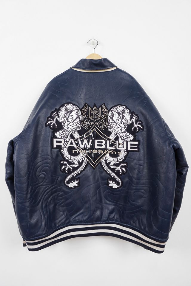 Urban Renewal One-Of-A-Kind Blue Y2K Embroidered Biker Jacket  #1