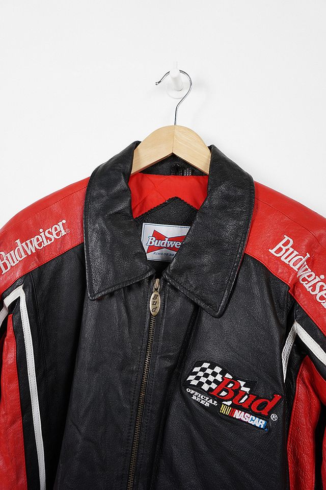 Urban Renewal One-Of-A-Kind Leather Budweiser Racing Jacket Urban Renewal One-Of-A-Kind Leather Budweiser Racing Jacket