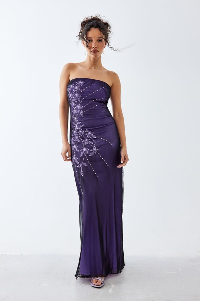 Urban Renewal One Of A Kind Jane Norman Purple Mesh Bandeau Prom Dress