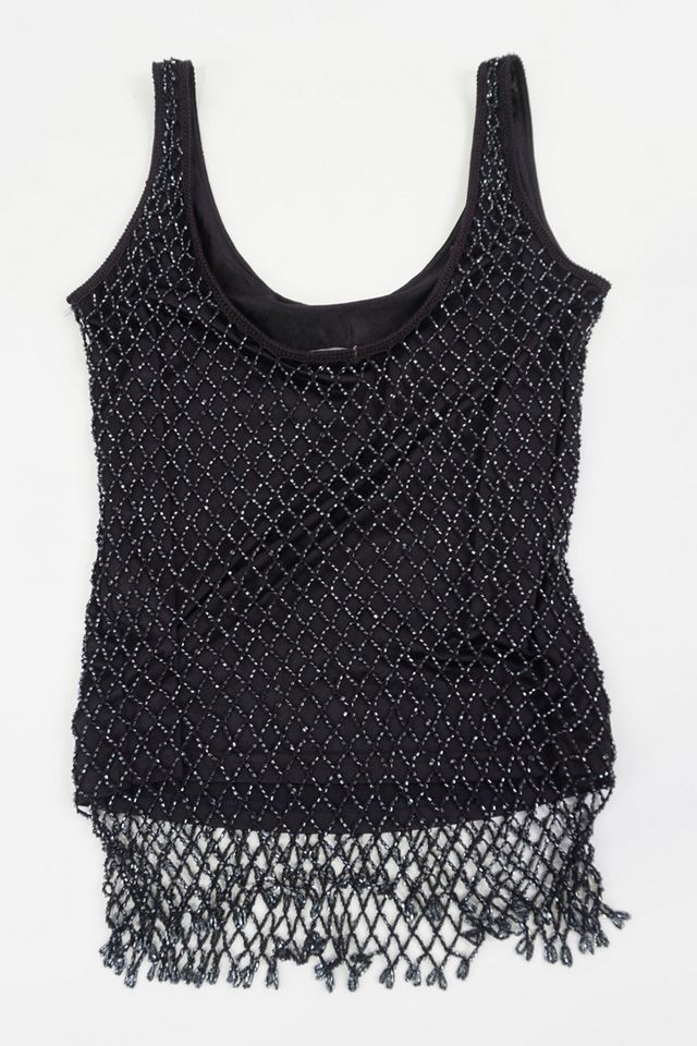 Urban Renewal One-Of-A-Kind Black Sparkle Fishnet Top  #1