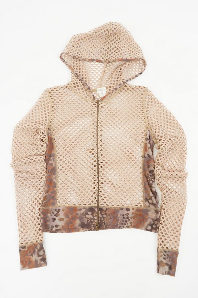 Fishnet zip shop up hoodie