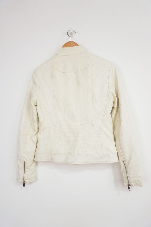 Urban Renewal One-Of-A-Kind GUESS White Leather Racing Jacket  #2