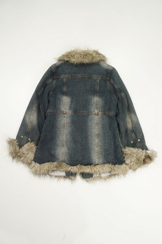 Urban Renewal One-Of-A-Kind Y2K Denim & Faux Fur Trim Coat  #2