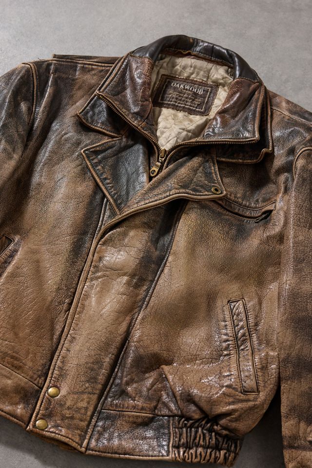 Urban Renewal One-Of-A-Kind Distressed Leather Bomber Jacket #3